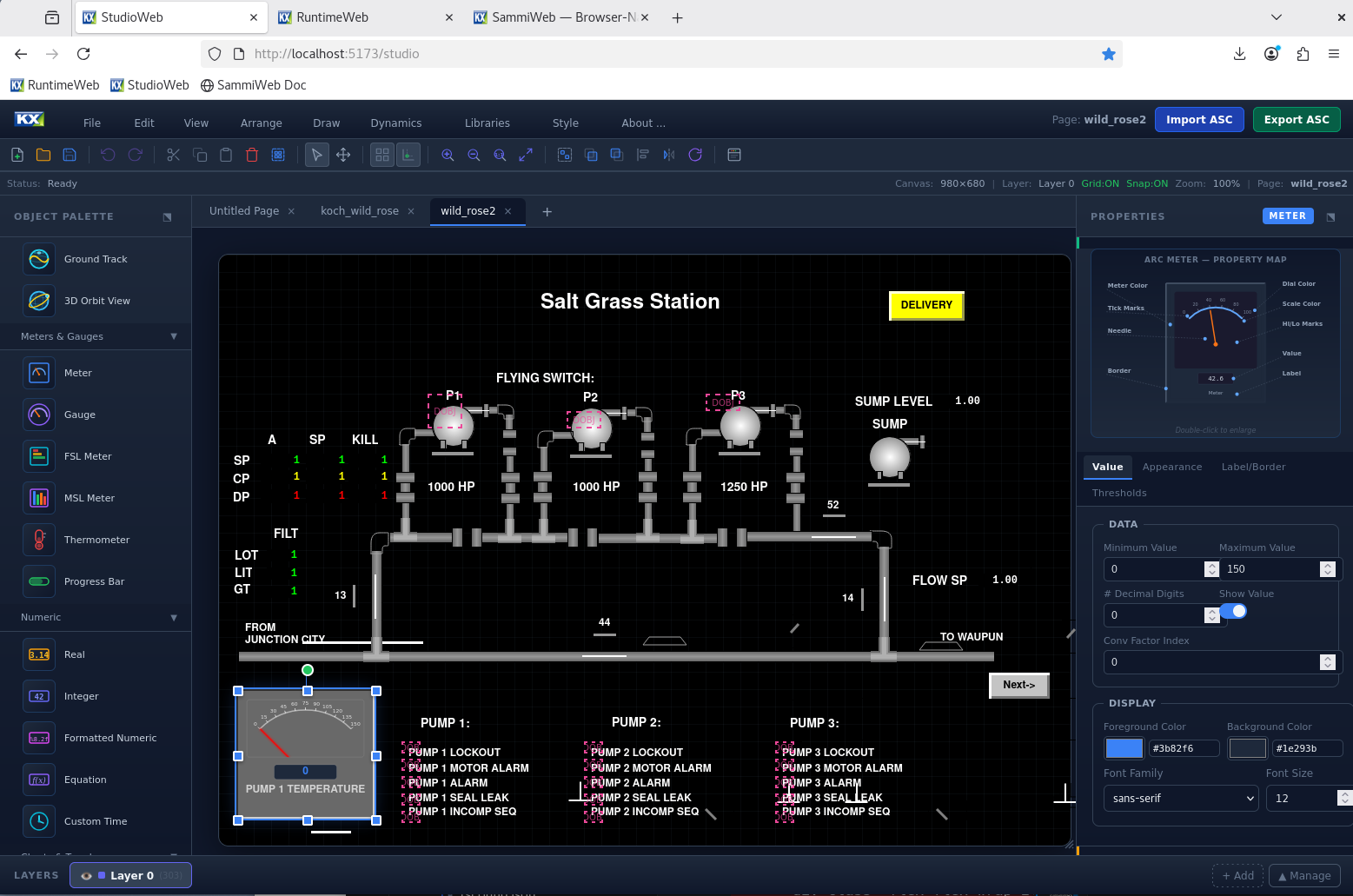SammiWeb StudioWeb — browser-based display editor